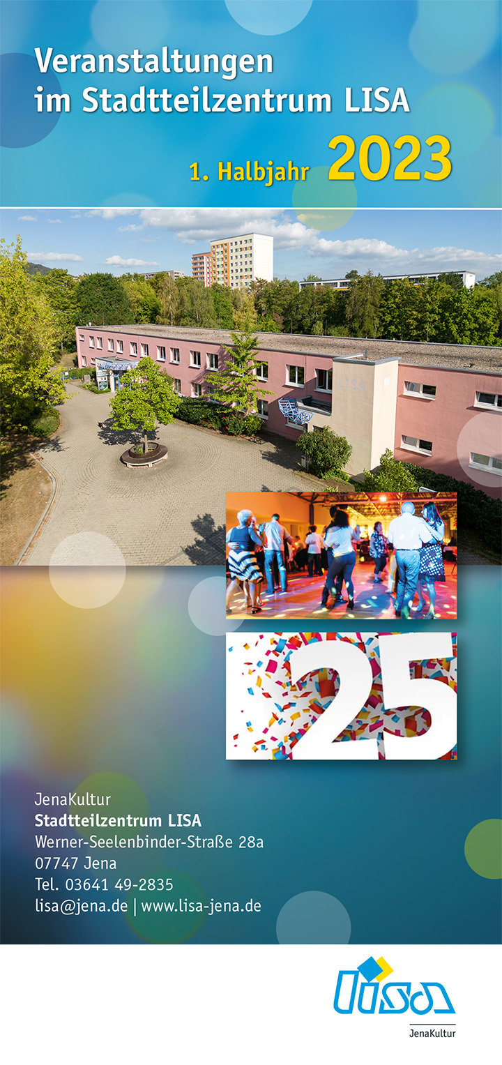 Das Cover des Programmfaltblatts für das Stadtteilzentrum LISA