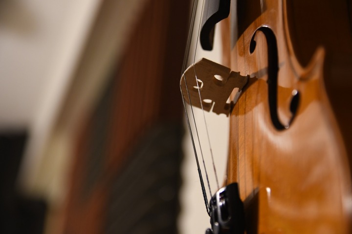 Nahaufnahme vom Klangkörper mit Seiten einer Violine